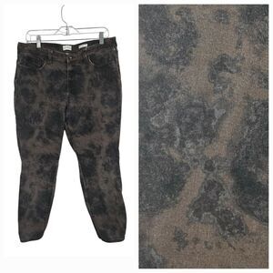 Wonderly Brown Tie Dye Mid-Rise Skinny Ankle Jeans Powerstretch Sleek Sculpt 14